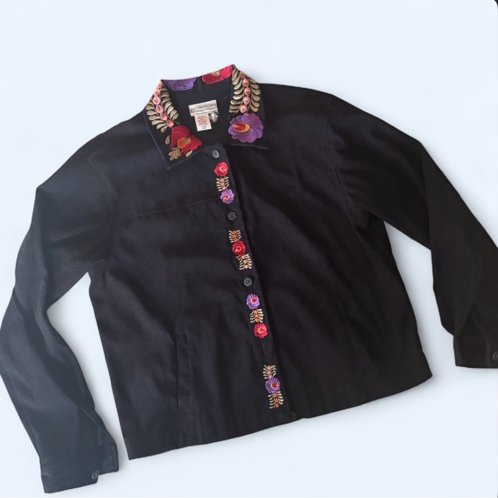 Coldwater Creek Vintage Embroidered Velvet Shirt Jacket - Picture 3 of 7